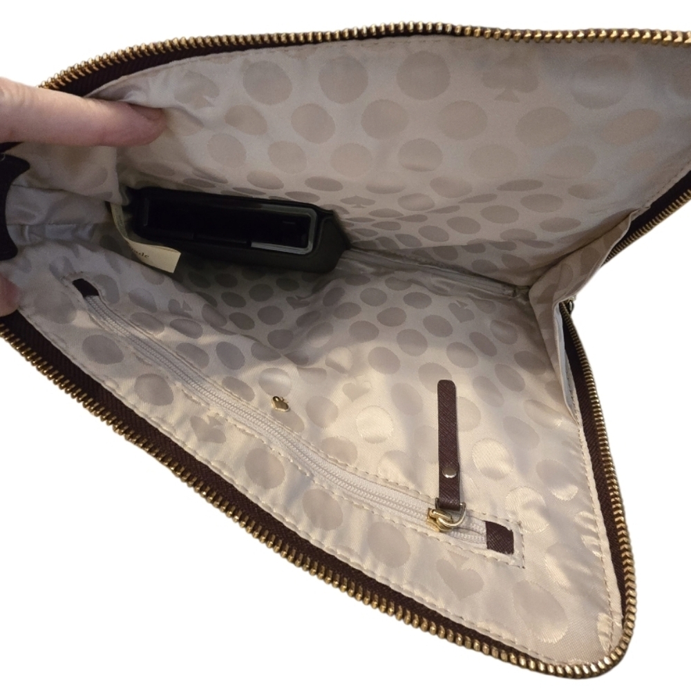 kate spade Plum Saffiano Leather Wristlet Clutch with Gold Hardware - Picture 3 of 10